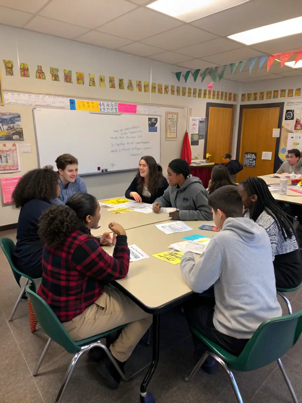 A group of young adults learning about budgeting, saving, and investing strategies in a Financial Literacy Bootcamp, using laptops and calculators to manage their finances.